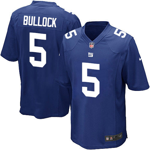 Men's Game Randy Bullock Nike Jersey Royal Blue Home - #5 NFL New York Giants